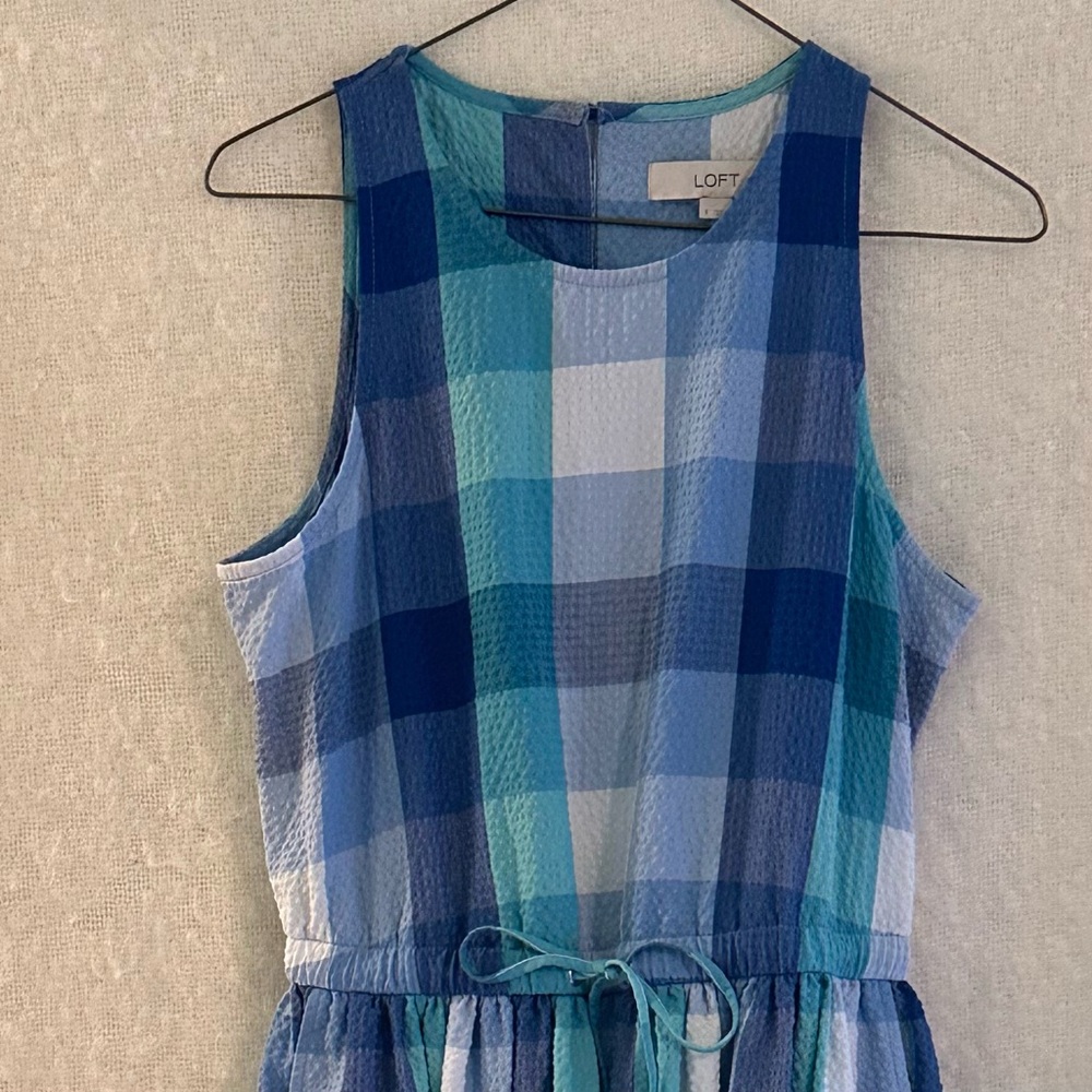 LOFT seersucker plaid dress